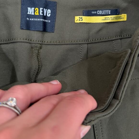 Anthropologie Colette Pointe Cropped Wide-Leg Pants In Dried Fern - Picture 3 of 10